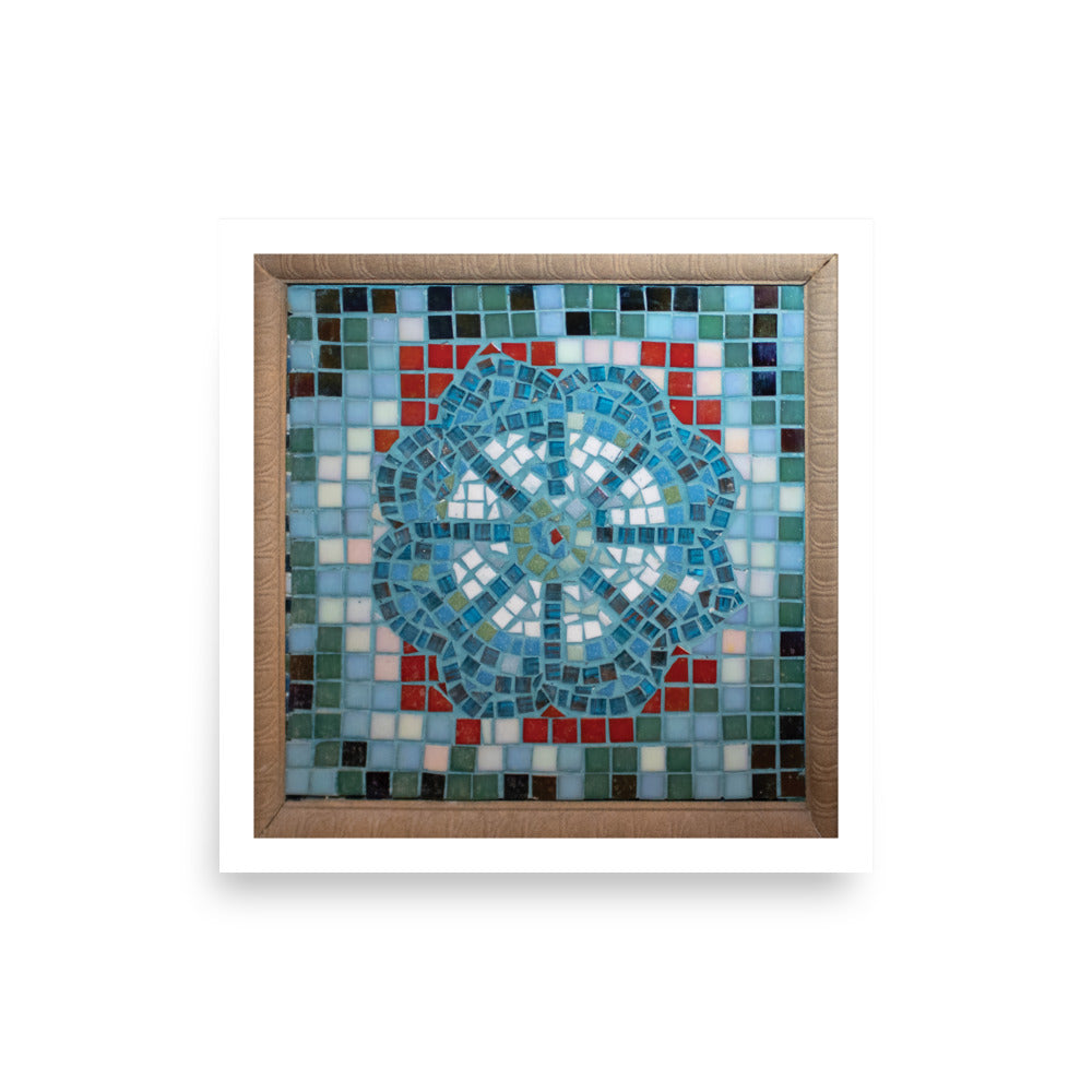 Confluence in Blue Mosaic Print